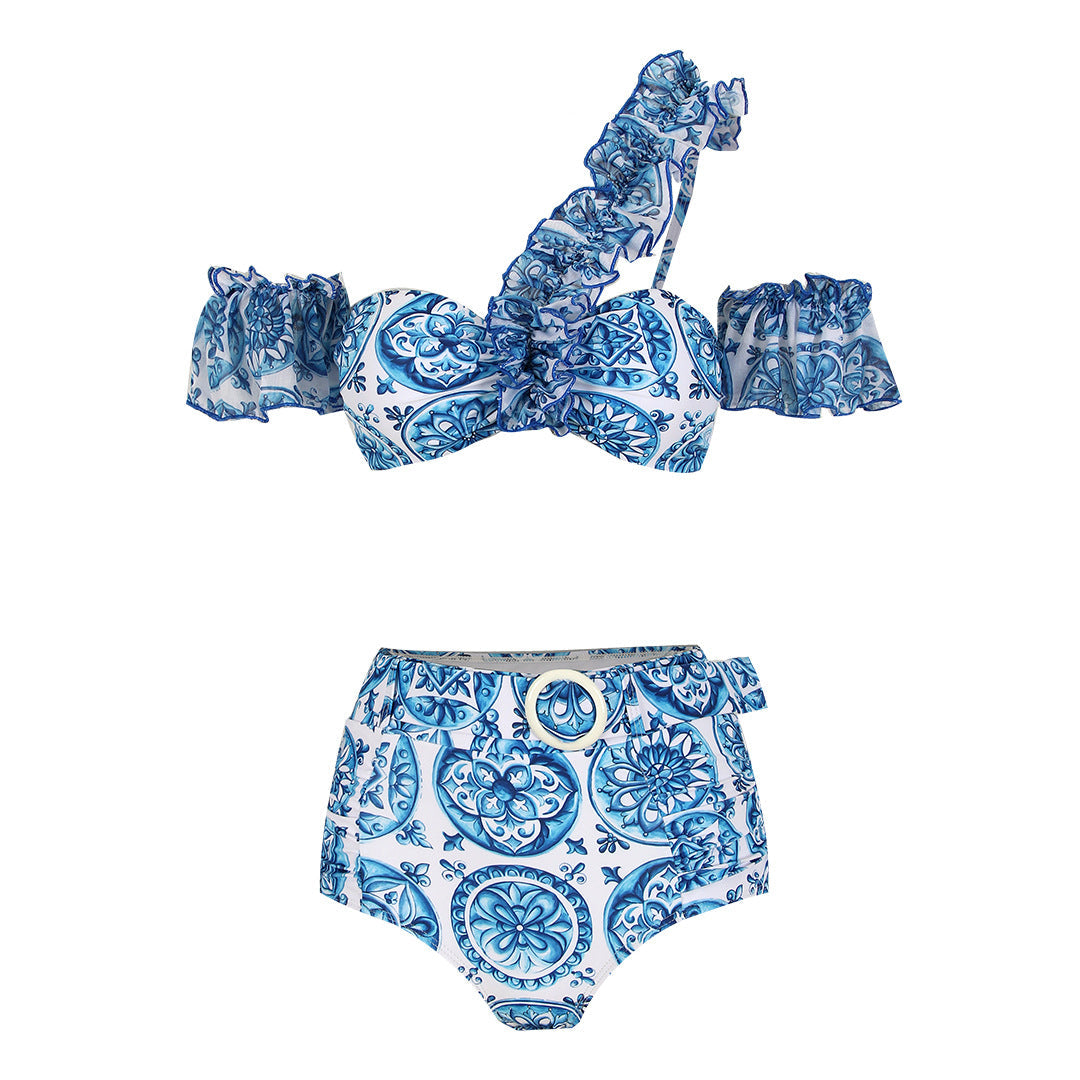 Haut de maillot de bain volanté et taille haute Berg-Feldt pour femme