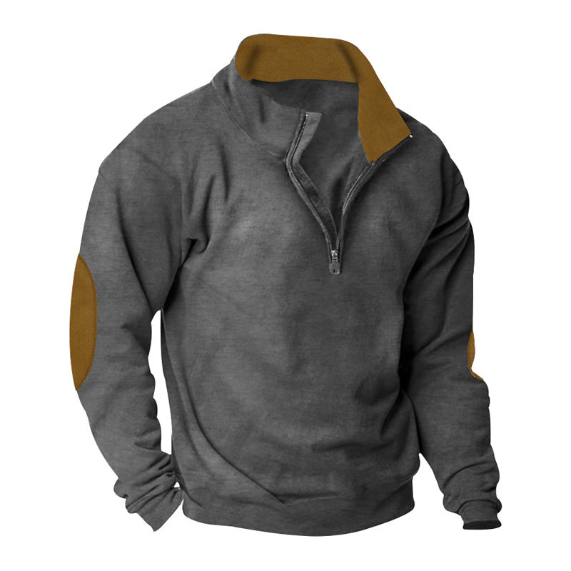 Herren Fleece Sweatshirt mit Stehkragen und schicken Kontrastärmel Berg-Feldt