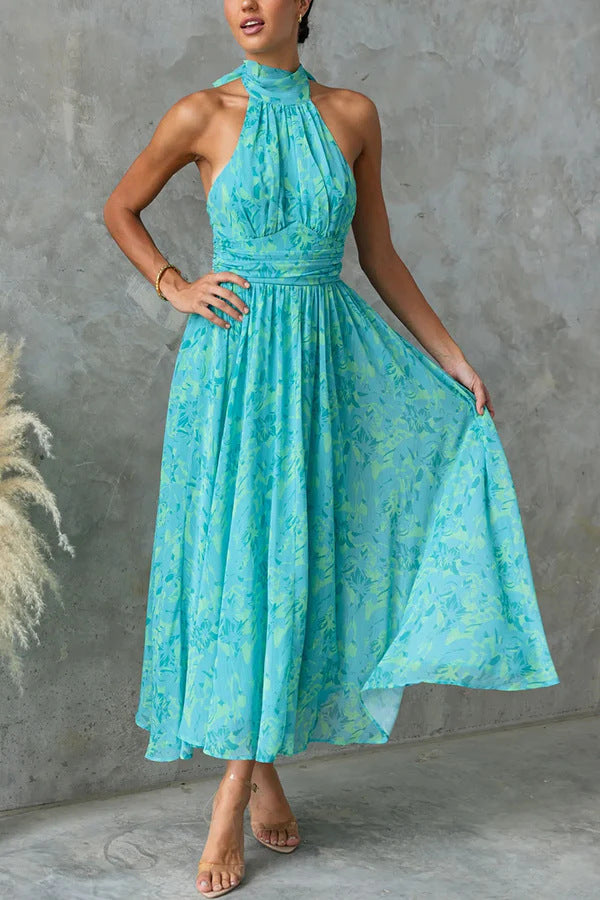 Robe longue Berg-Feldt fleurie à bretelles ajustables pour femme
