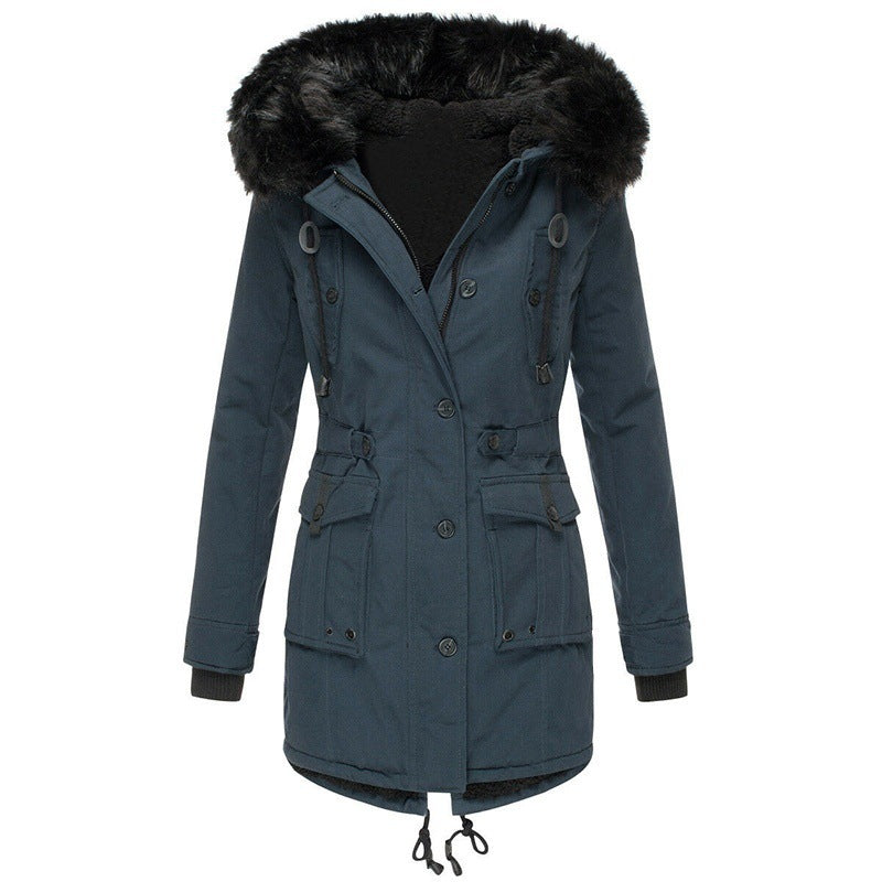 Berg-Feldt | Lange Winterjacke mit Knopfverschluss für Damen Ideal für Die Kalte Saison
