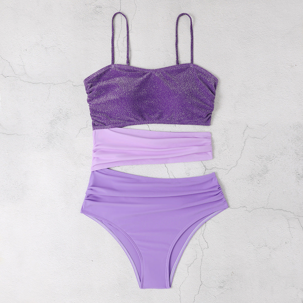 Bikini femme à motif pailleté asymétrique et bretelles réglables de berg-feldt