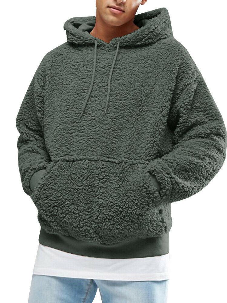 Herren Hoodie décontracté en polaire teddy avec poches kangourou pratiques et cordon de serrage réglable Berg-Feldt