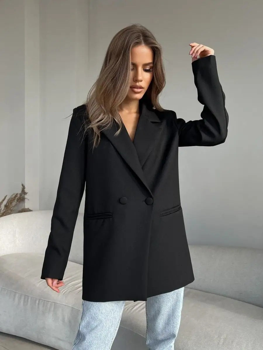 Élégant blazer pour femme à double boutonnage, avec poches et coupe décontractée de berg-feldt