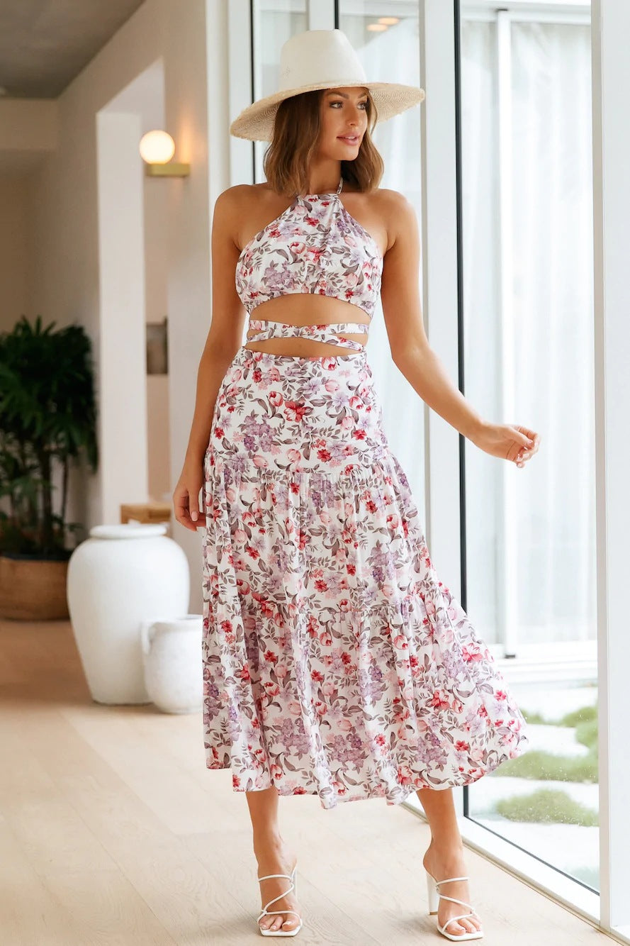 Berg-Feldt Robe deux pièces à motifs floraux pour femme