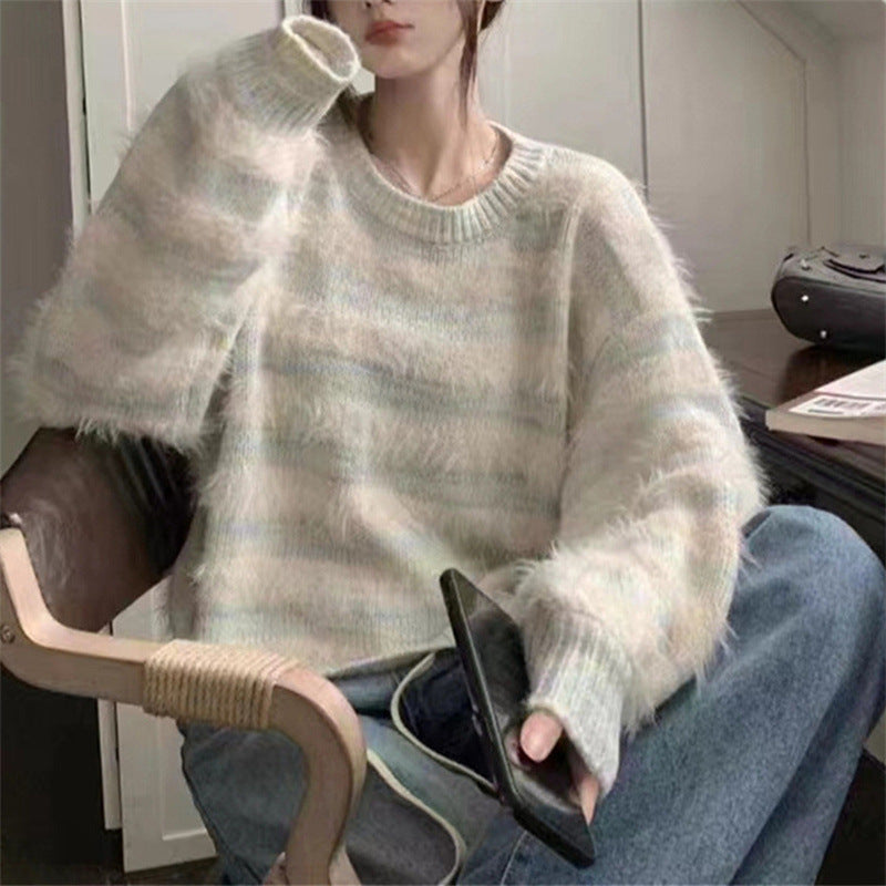 Damen Pull douillet en maille avec dégradé de couleurs tendance et manches volumineuses Berg-Feldt
