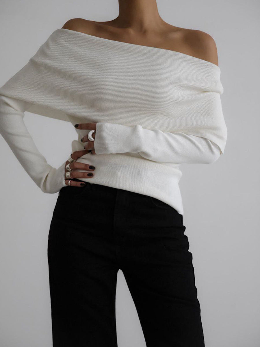 Damen elegantes Oberteil schulterfrei mit glatter Textur und ausgestellten Ärmeln Berg-Feldt