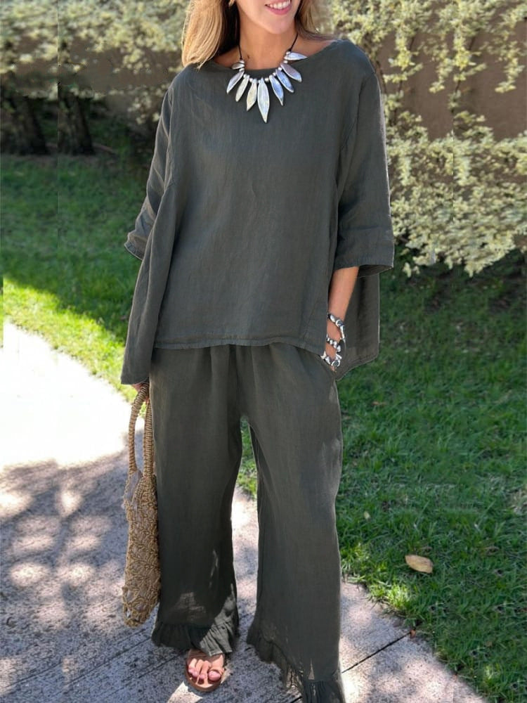 Ensemble de détente pour femme avec pantalon large et haut décontracté par berg-feldt