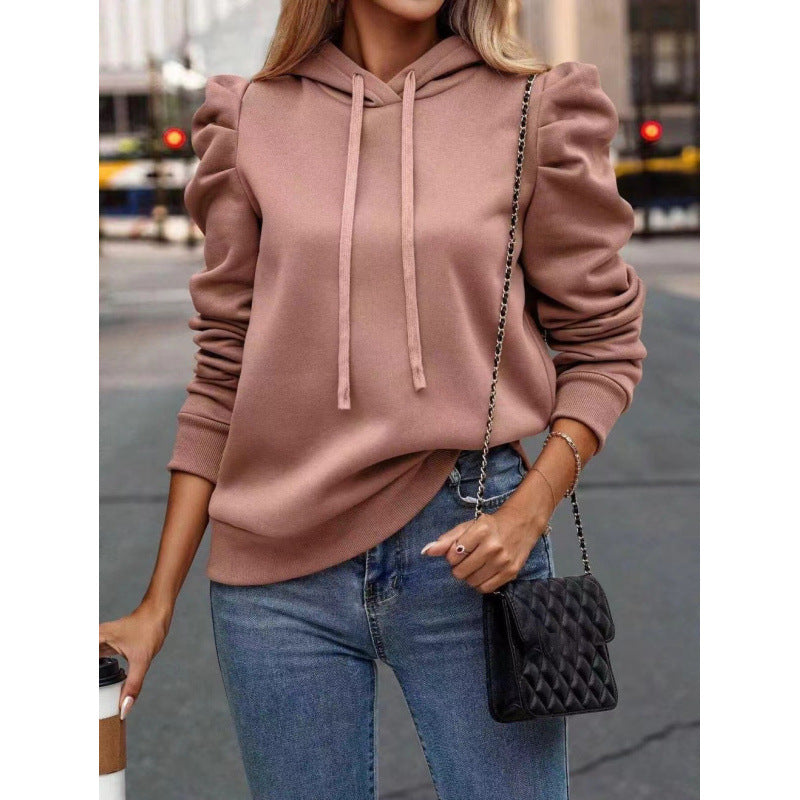 Dames pull à capuche tendance avec manches bouffantes et poches pratiques Berg-Feldt