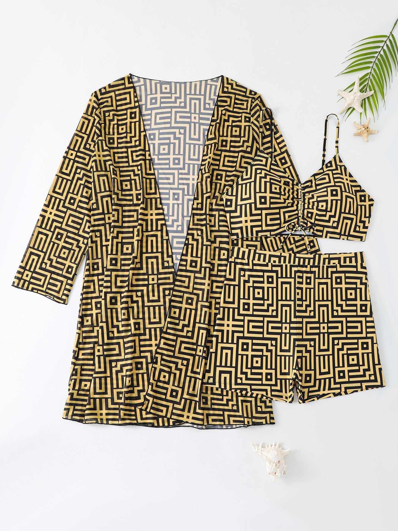 Ensemble de bikini avec kimono à motif géométrique de berg-feldt