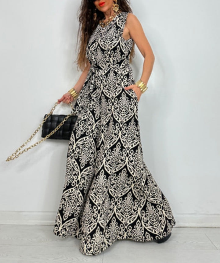 Robe longue pour femme avec motif élégant et poches, de berg-feldt