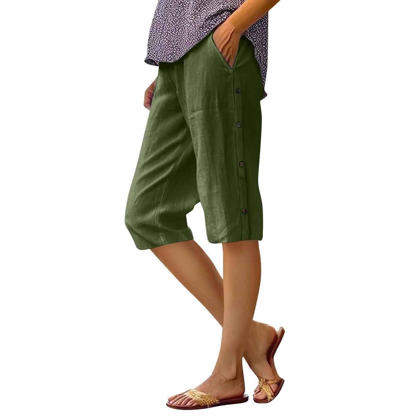 Shorts chino pour femme avec poches latérales et boutons décoratifs élégants par berg-feldt