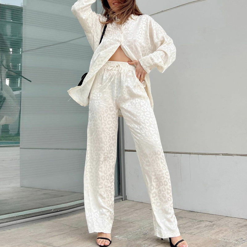 Ensemble de loungewear en satin pour femme Berg-feldt à imprimé léopard