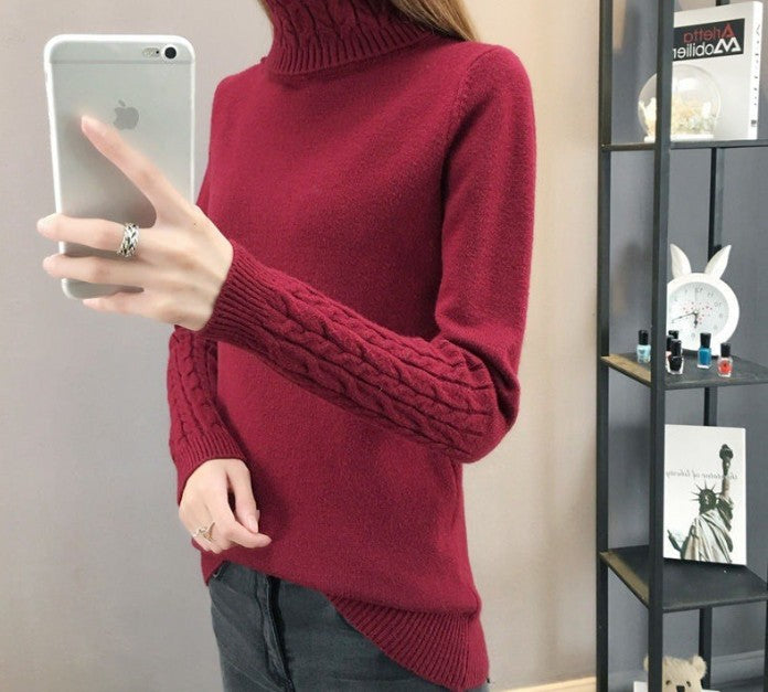 Pull en maille fine pour femme à col montant et motif torsadé Berg-Feldt