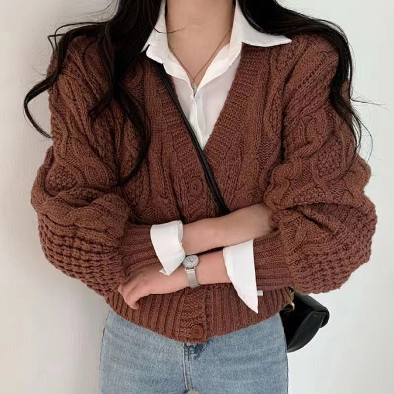 Cardigan en grosse maille pour femme avec manches volumineuses et motif torsadé unique Berg-Feldt