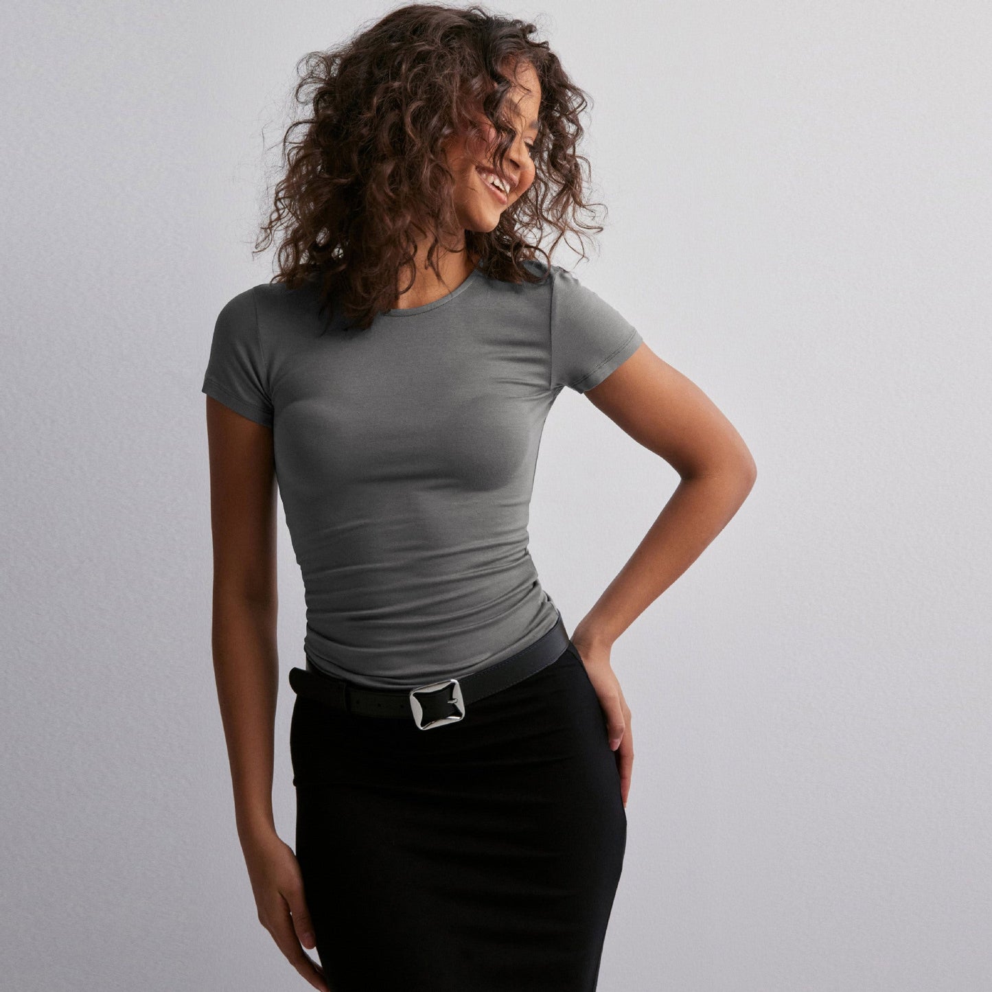 T-shirt ajusté femme en mélange de coton de haute qualité avec stretch élastique Berg-Feldt