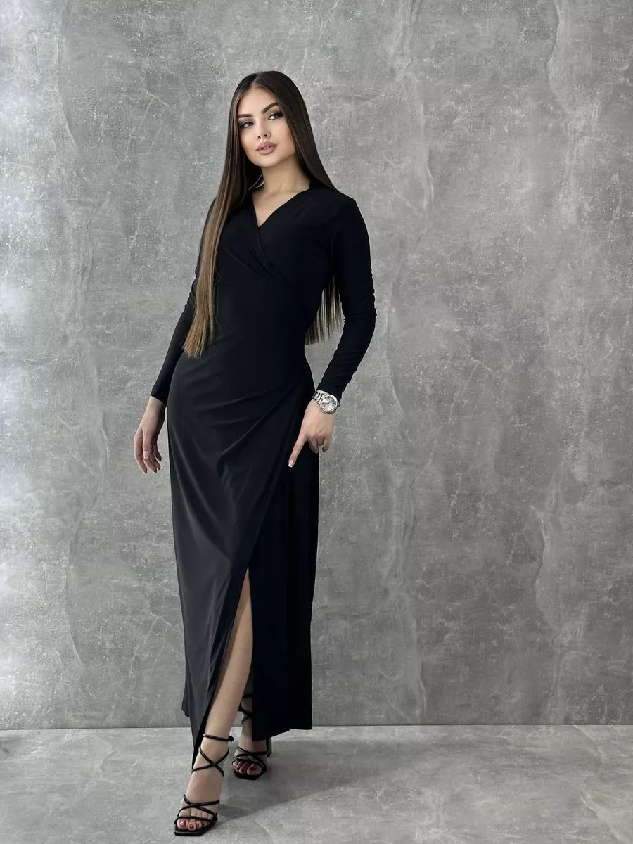 Elegant wrap dress for women with a deep V-neck and gathering by berg-feldt