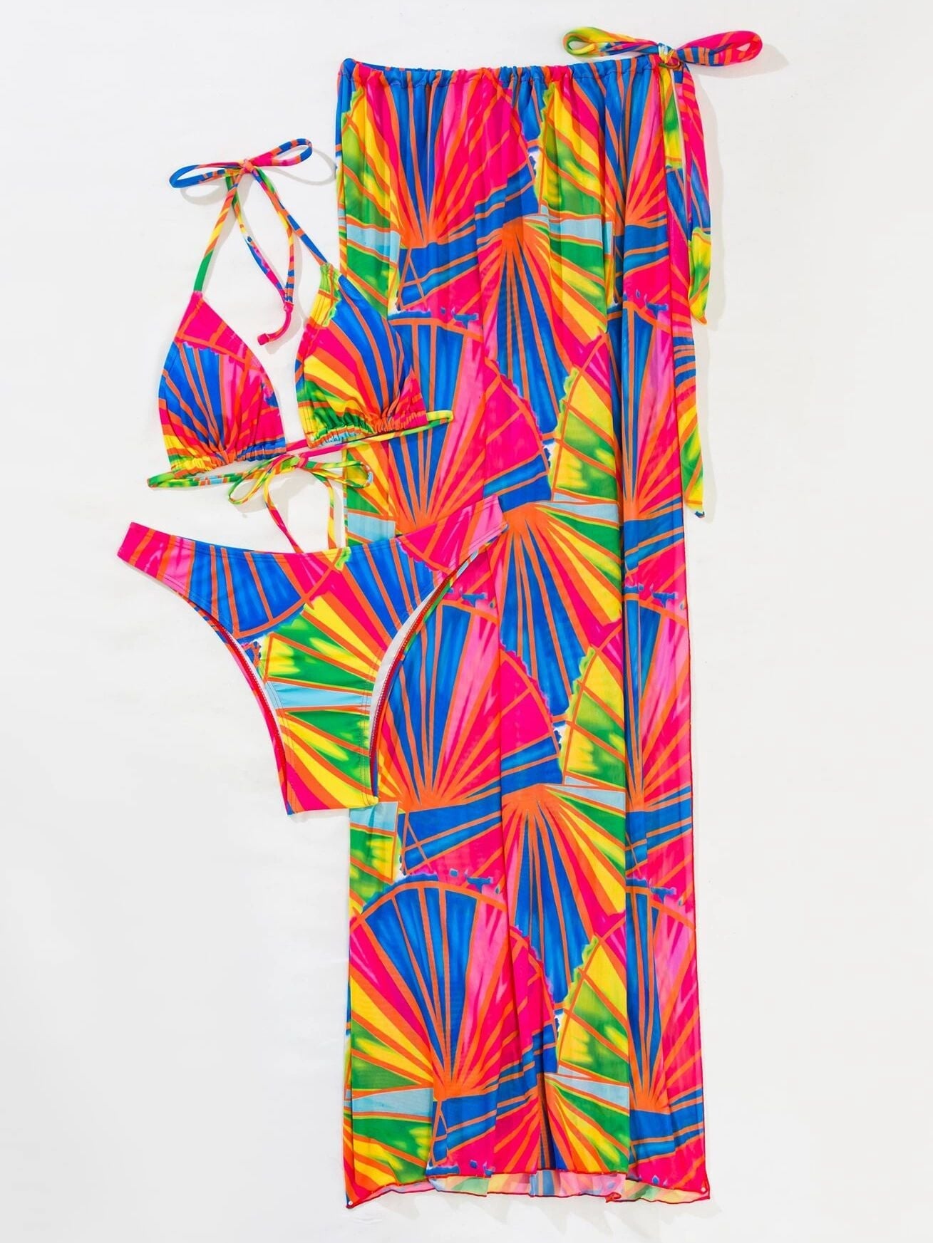 Ensemble bikini avec cache-maillot : Femme, imprimé tropical multicolore, berg-feldt
