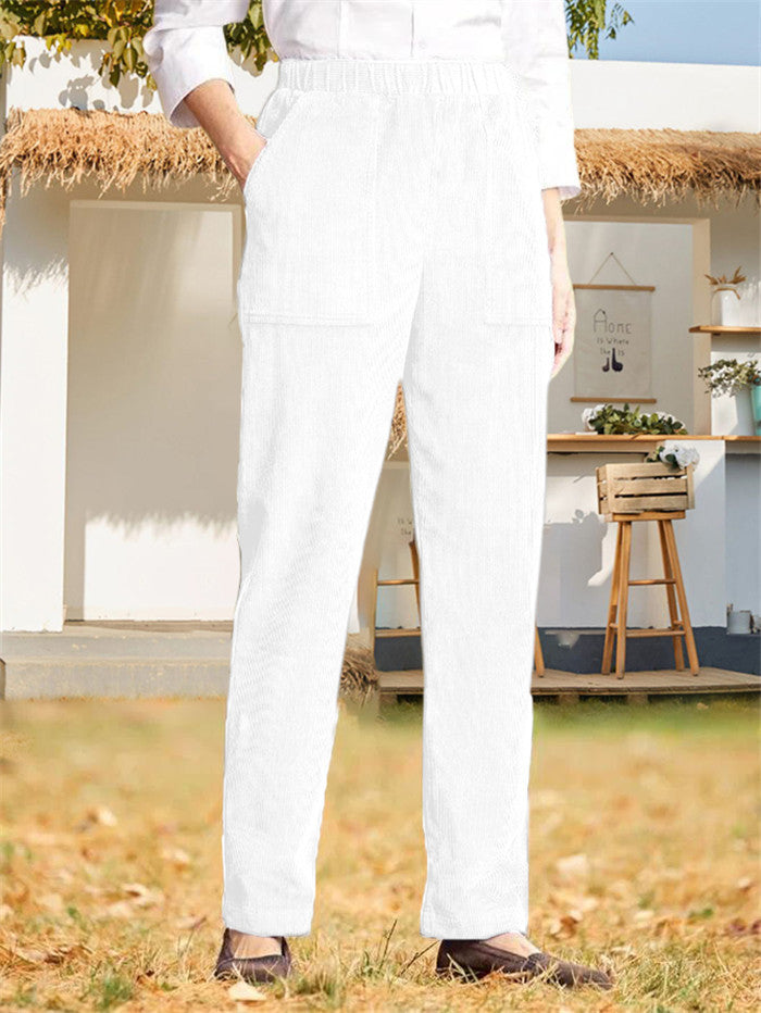 Pantalon en velours côtelé pour femme avec poches et taille élastique de berg-feldt