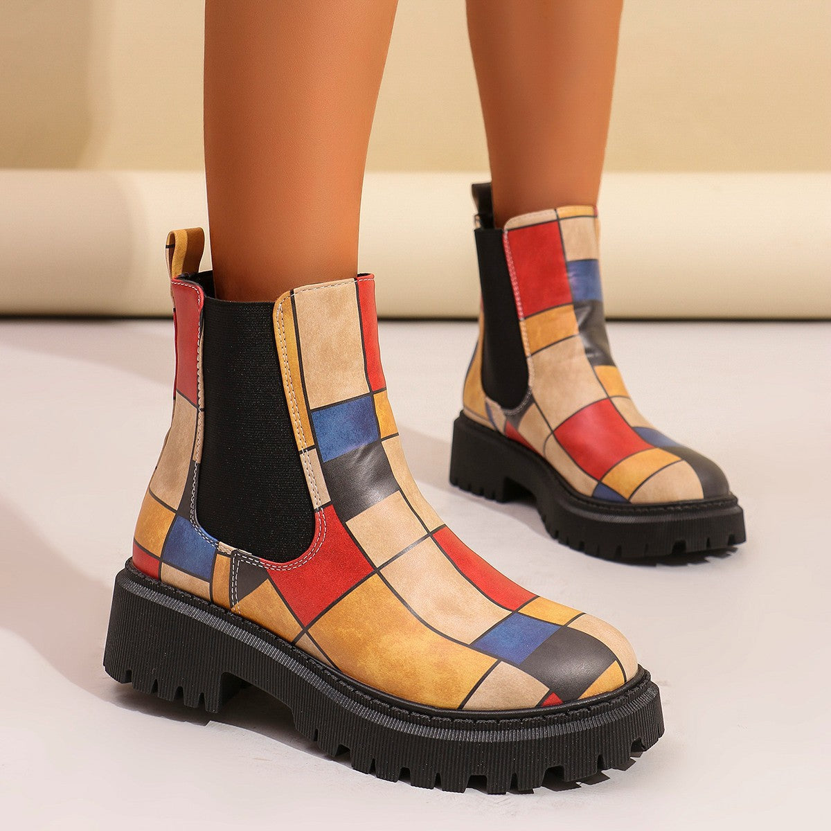 Bottes Chelsea pour femme avec imprimé créatif et semelle antidérapante Berg-Feldt
