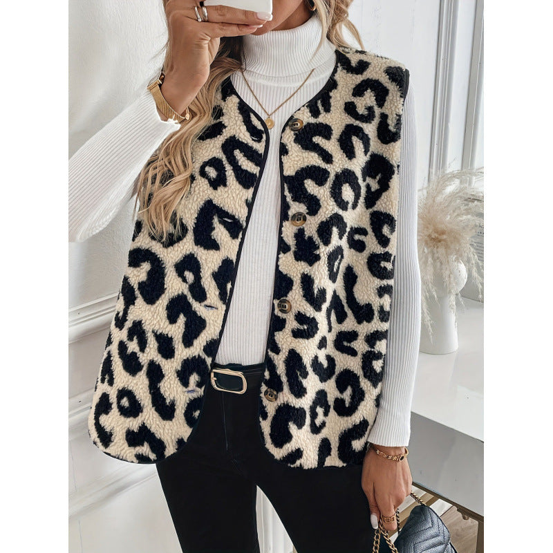 Gilet douillet pour femme avec motif léopard Berg-Feldt