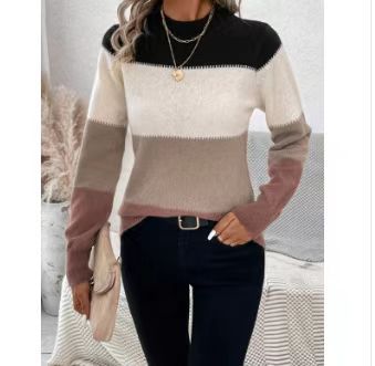Pull en tricot à col rond pour femme avec combinaisons de couleurs modernes Berg-Feldt