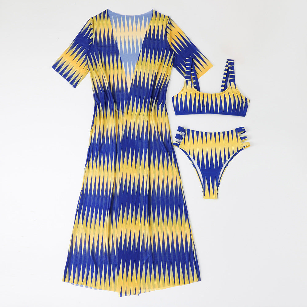 Ensemble maillot de bain géométrique moderne et robe de plage pour femme par berg-feldt