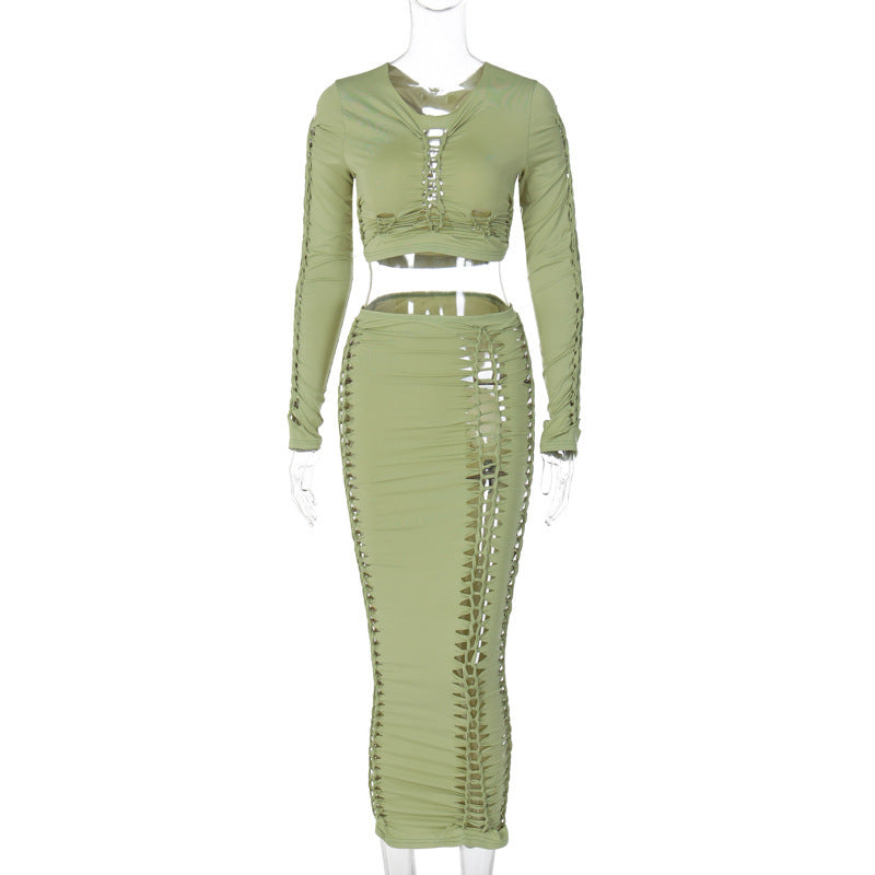 Ensemble élégant pour femme : crop top ajusté et jupe à nœud de berg-feldt