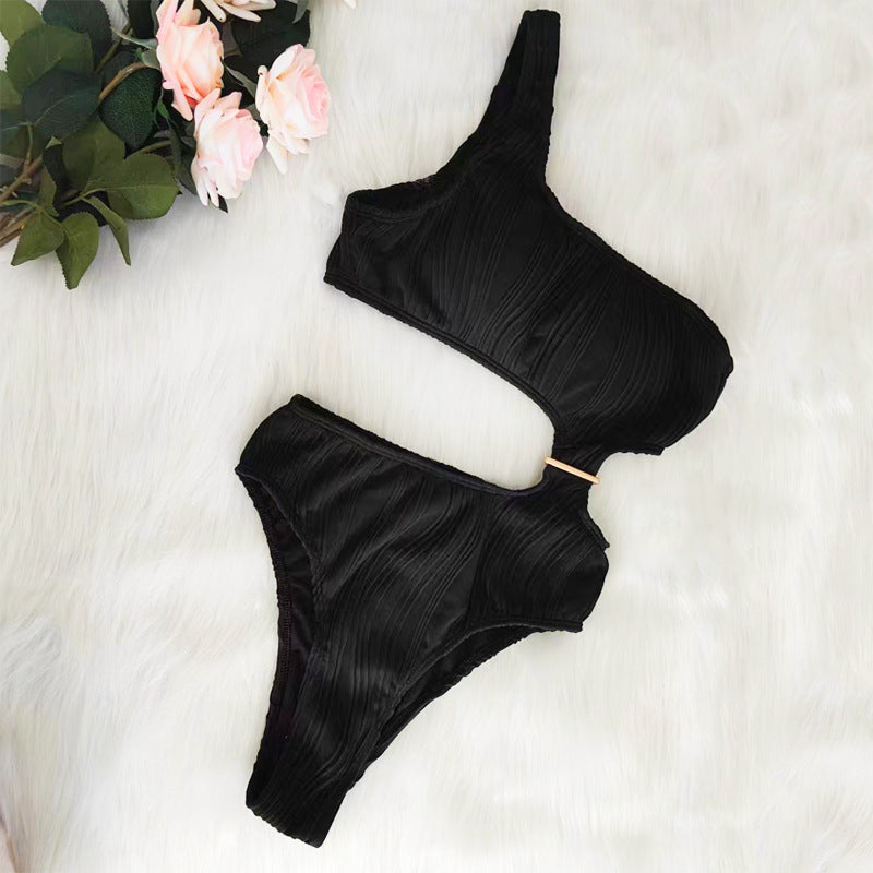 Haut de bikini asymétrique côtelé Berg-Feldt pour femme