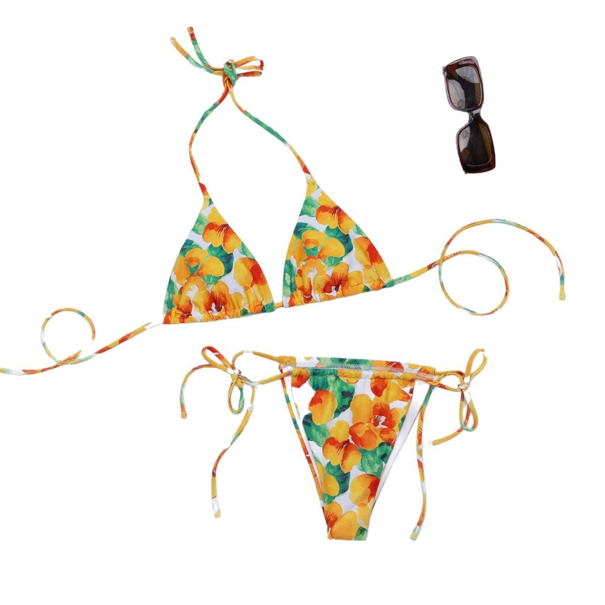 Ensemble de bikini berg-feldt avec haut triangle, bretelles réglables et motif floral coloré