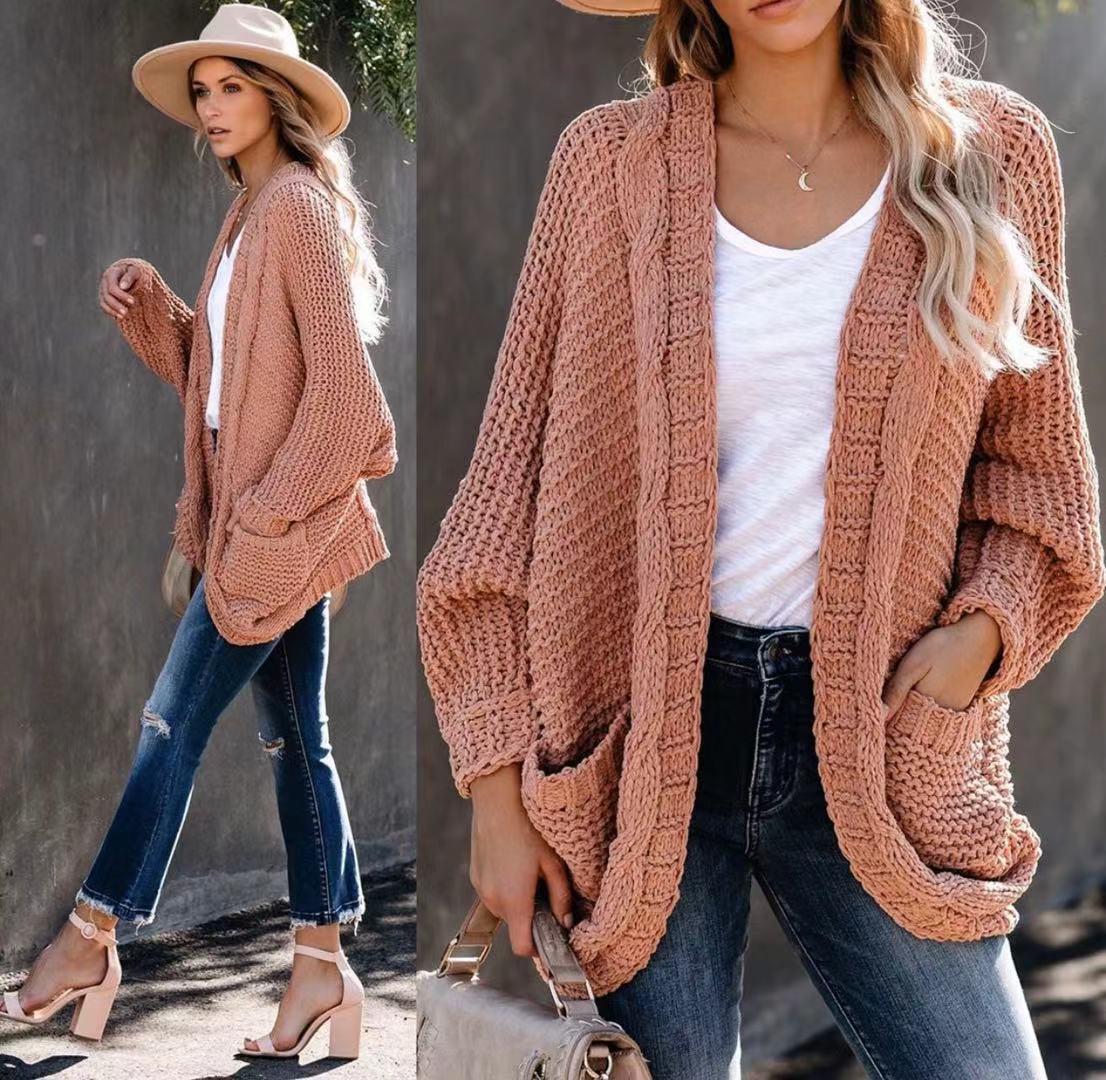 Cardigan femme en grosse maille aux contours décontractés et grandes poches Berg-Feldt