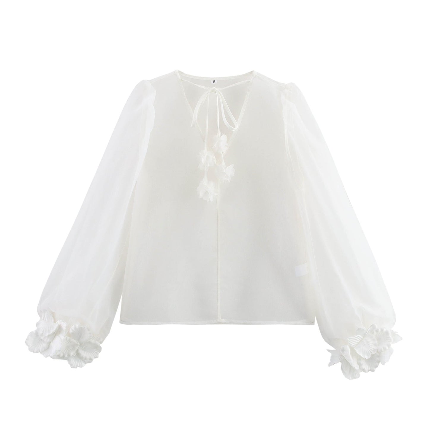 Berg-Feldt : Élégant chemisier pour femme avec manches bouffantes transparentes et détails floraux