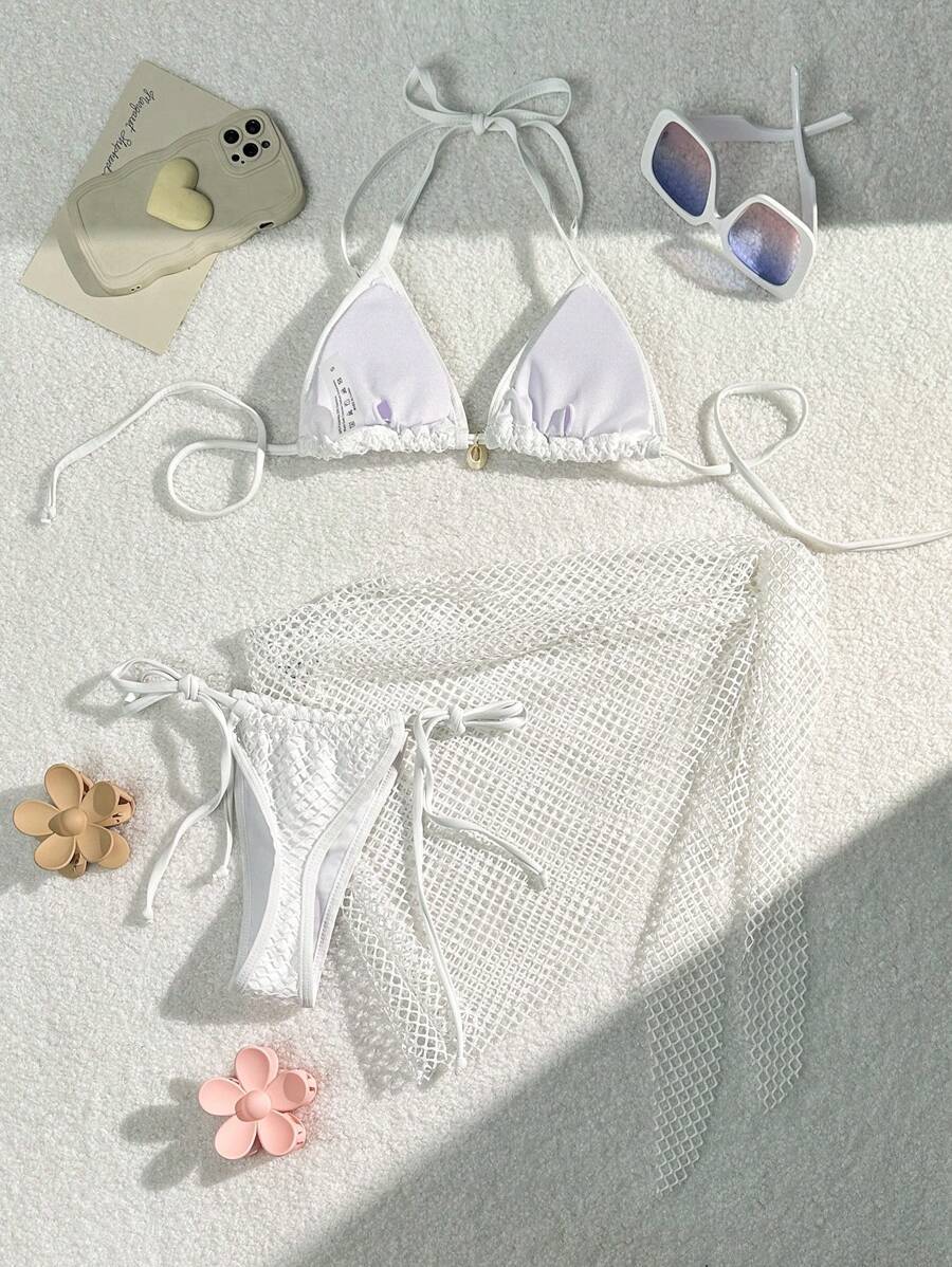 Maillot de bain deux pièces au design filet raffiné et aux bretelles réglables, de berg-feldt