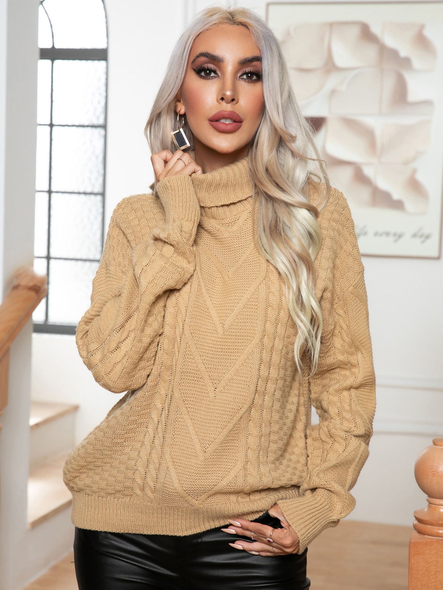 Pull en grosse maille pour femme avec col montant Berg-Feldt