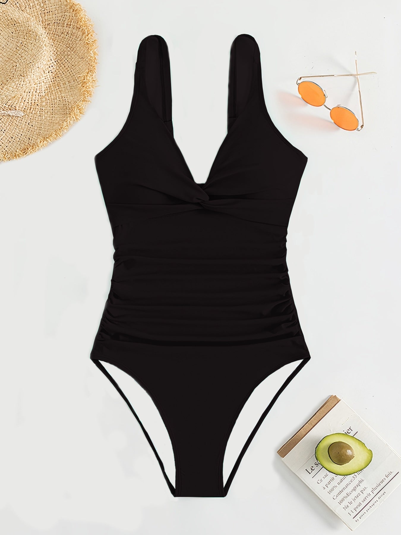 Maillot de bain femme Berg-Feldt, froncé, décolleté plongeant