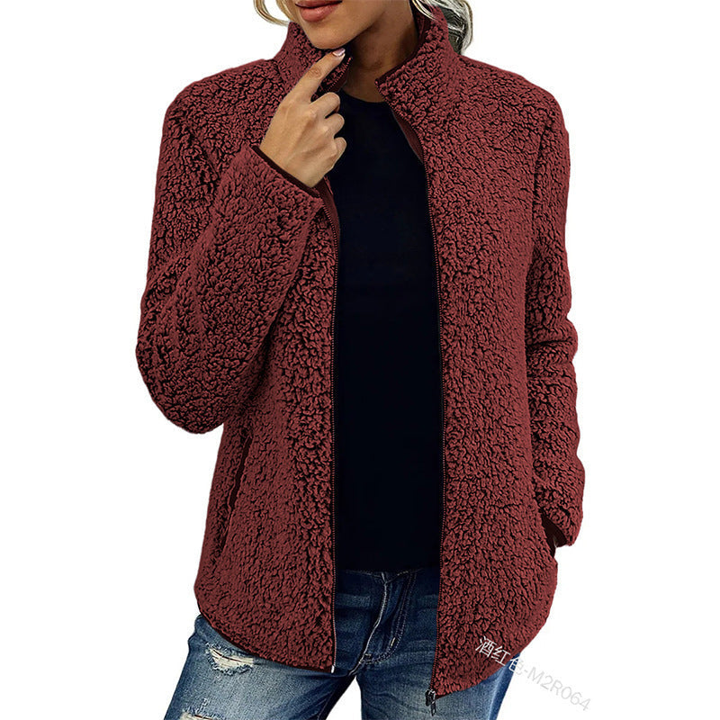 Veste polaire duveteuse à col montant et poches latérales pour femme Berg-Feldt