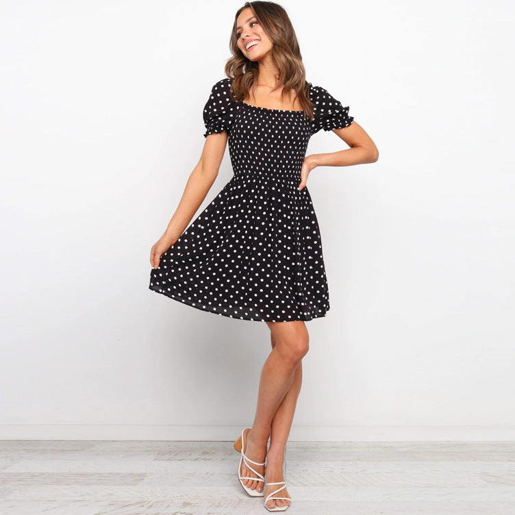 Mini-robe berg-feldt à pois, col carré et manches bouffantes pour femme