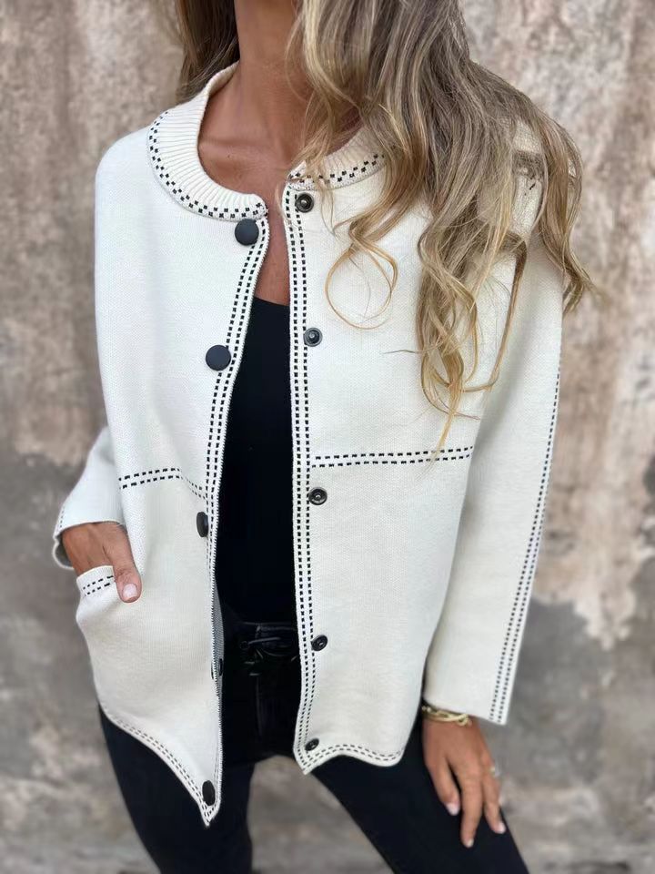 Cardigan ample à boutons et coutures décoratives pour femme Berg-Feldt