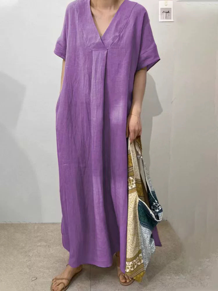 Robe d'été légère pour femme à col en V et manches courtes, par berg-feldt
