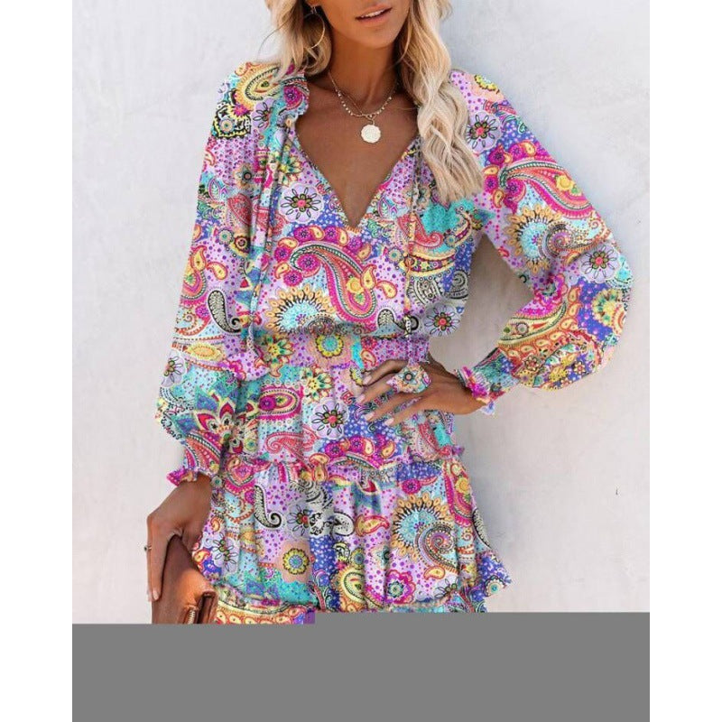 Berg-Feldt Robe courte à volants pour femme et à manches courtes