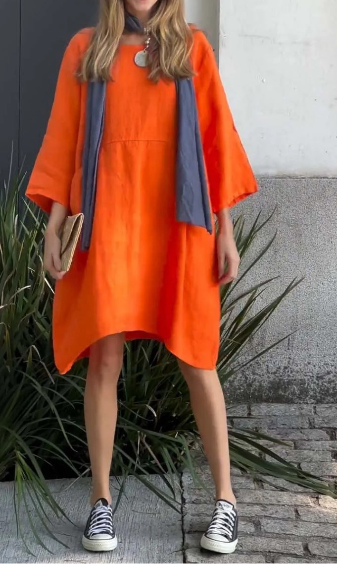 Robe décontractée en lin pour femme avec poches pratiques et ourlet asymétrique Berg-Feldt