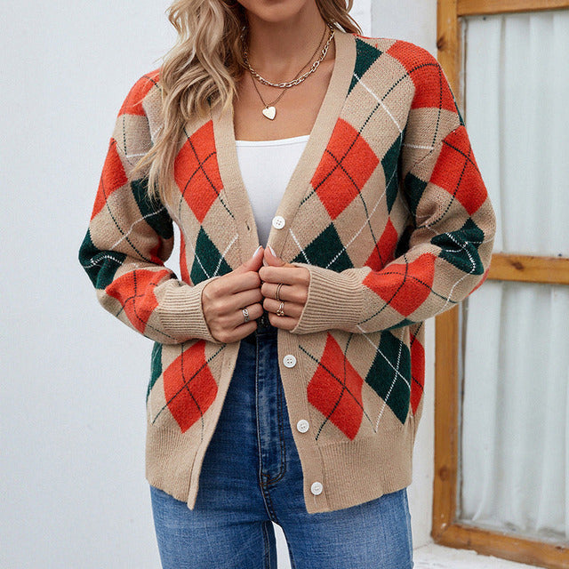 Berg-Feldt | Cardigan à losanges Boutons Classique et confortable