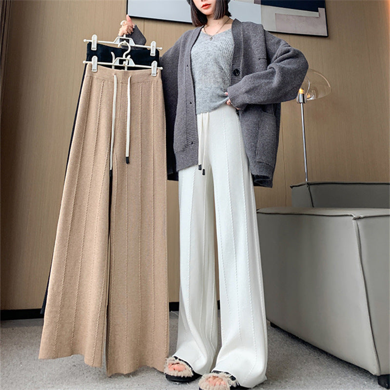 Pantalon en tricot confortable taille haute avec cordon de serrage pratique pour femme Berg-Feldt