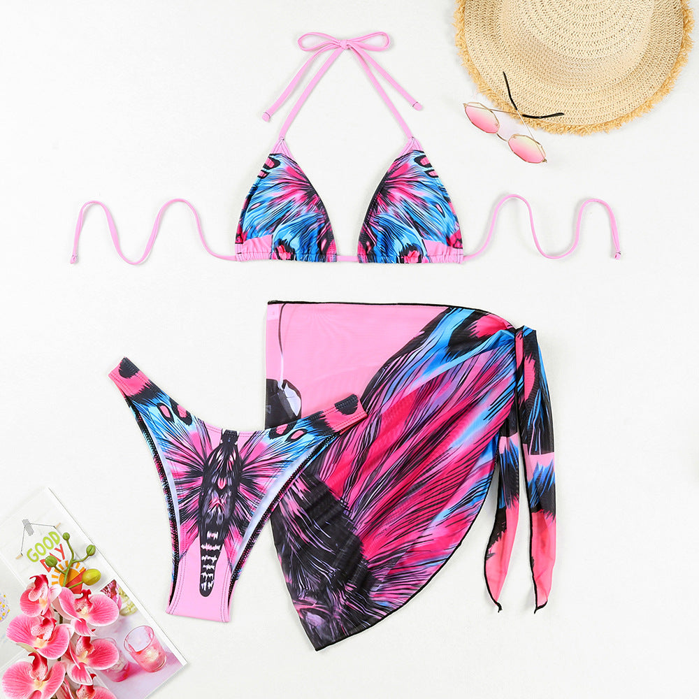 Ensemble bikini pour femme berg-feldt, haut triangle et jupe portefeuille transparente