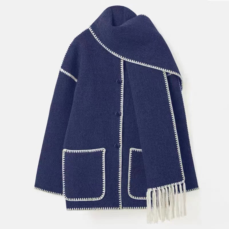 Damen Oversized Strickjacke mit Fransen und Taschen Berg-Feldt
