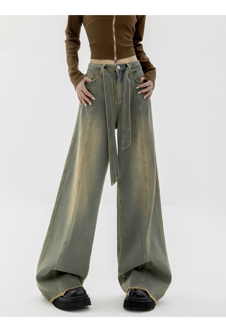 Weite Damenhose mit hohem Bund und verstellbarem Gürtel von berg-feldt
