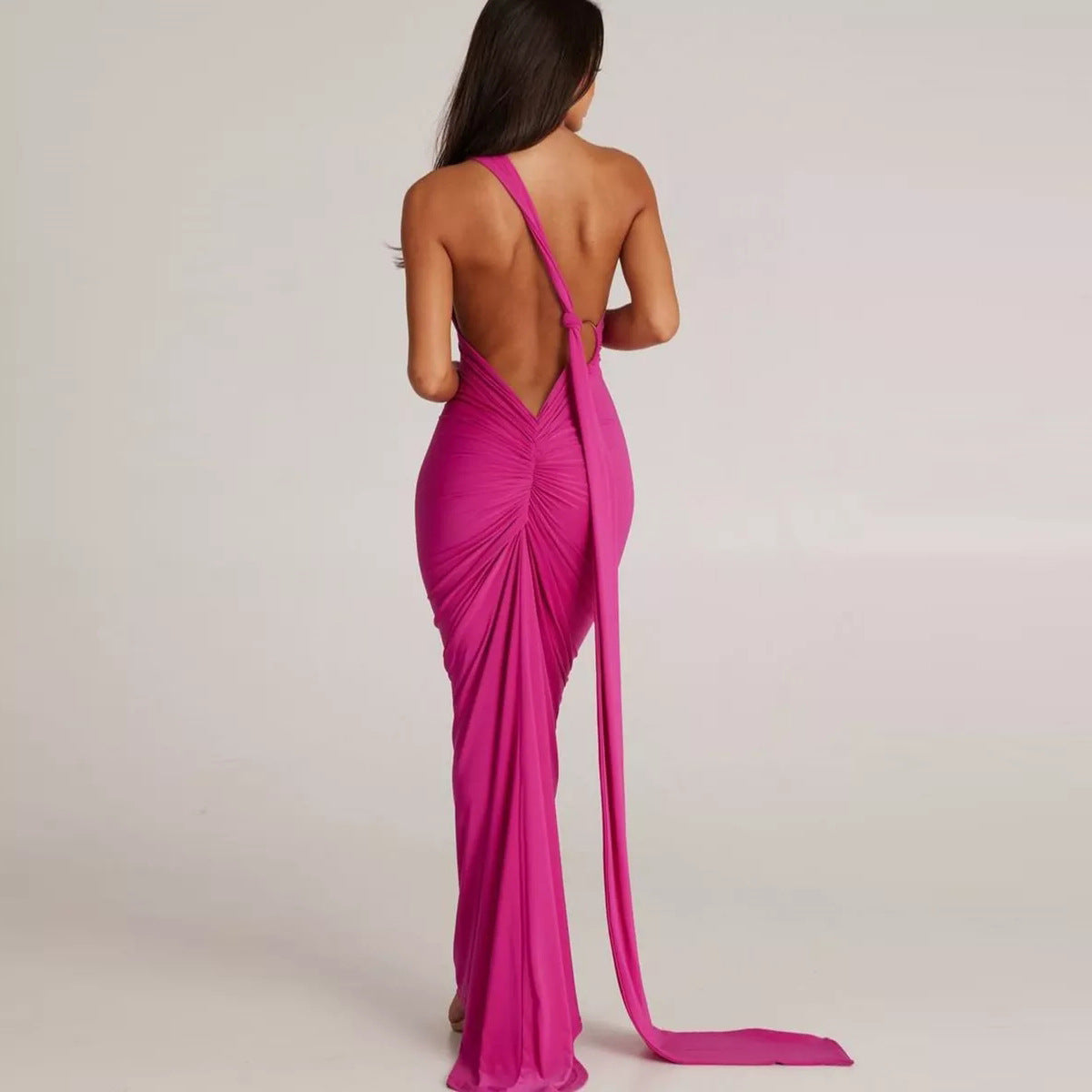 Robe longue asymétrique drapée élégante pour femme Berg-Feldt