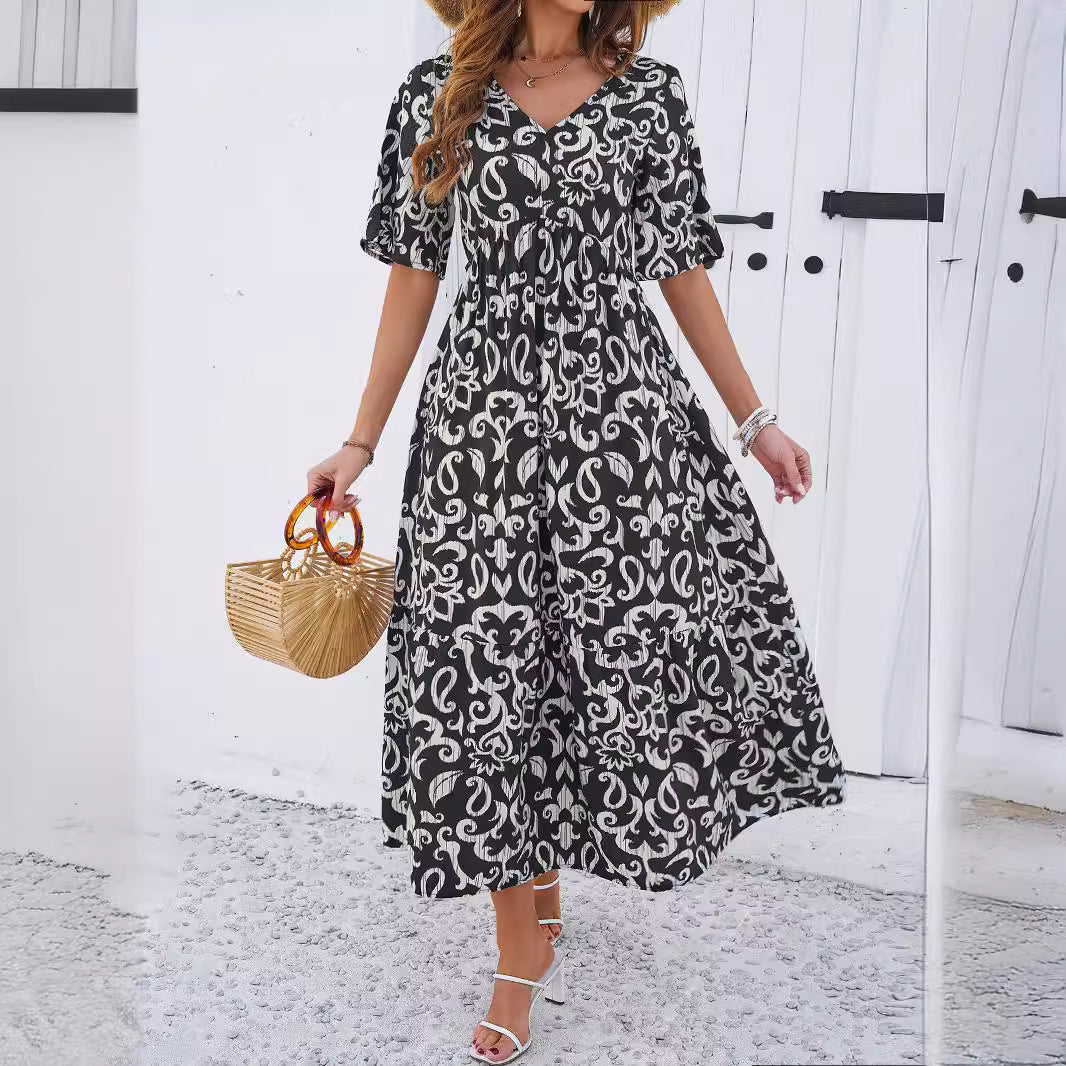 Elegantes Maxikleid für Damen mit Print und offenem Design von berg-feldt