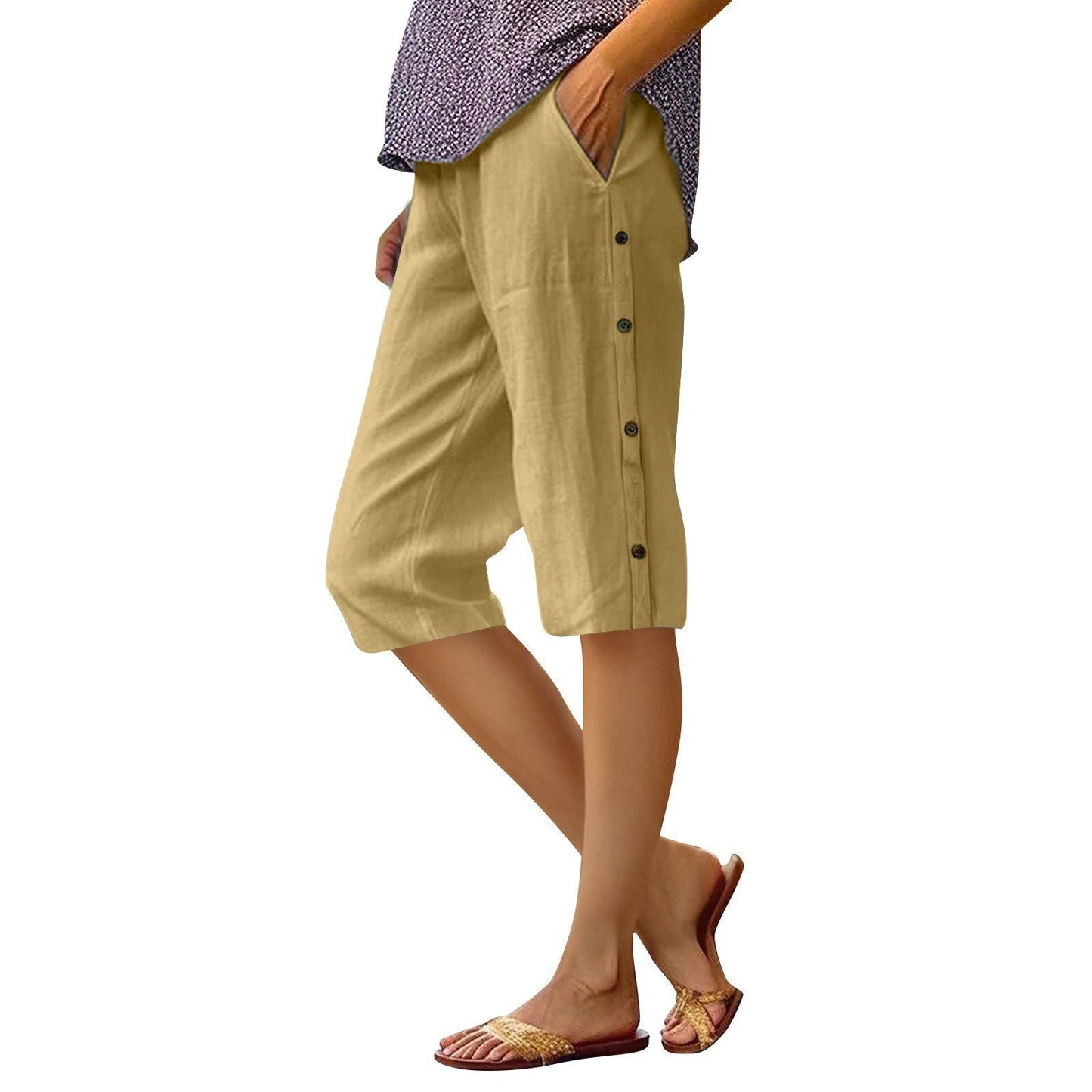 Shorts chino pour femme avec poches latérales et boutons décoratifs élégants par berg-feldt