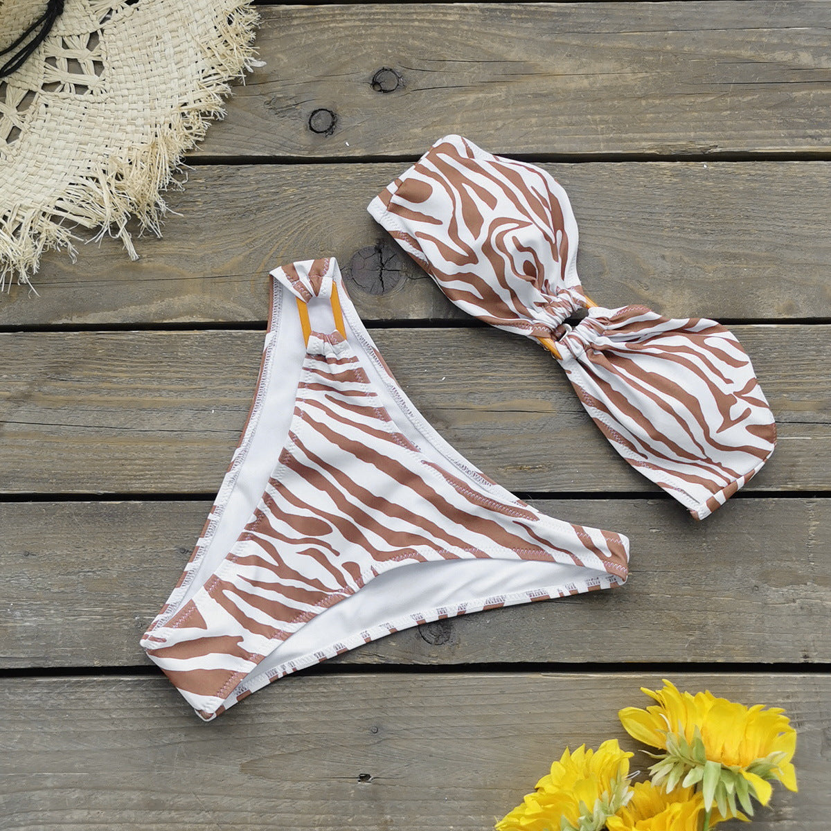 Ensemble bikini femme berg-feldt avec motif zèbre tendance et bretelles réglables
