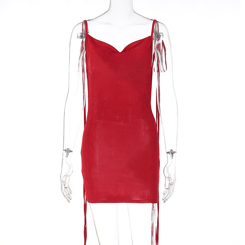 Robe courte de soirée pour femme avec bretelles spaghetti réglables et élégant motif cache-cœur de berg-feldt
